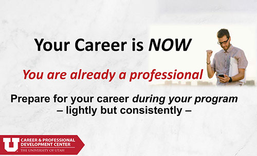 Your Career is Now first slide of presentation